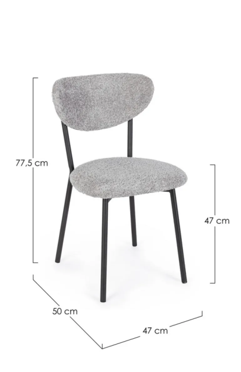 SEDIA EFFETTO BOUCLE' GRIGIO CHIARO - LUDMILLA