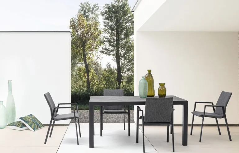 SEDIA IN ALLUMINIO IMPILABILE ANTRACITE JX55 - ODEON