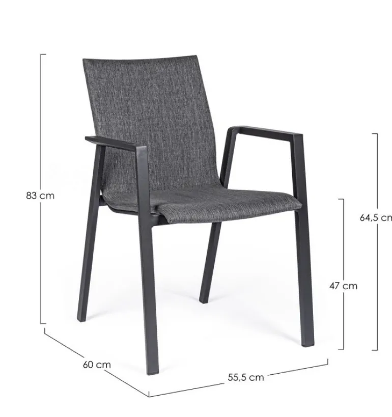 SEDIA IN ALLUMINIO IMPILABILE ANTRACITE JX55 - ODEON