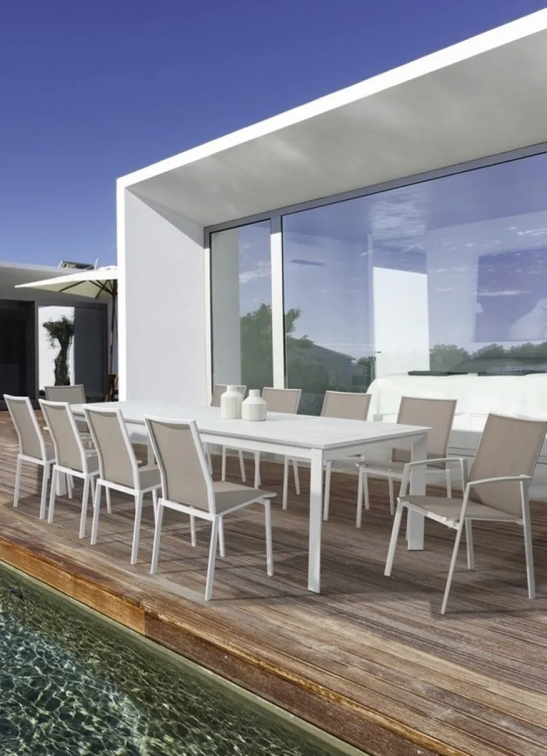 SEDIA IN ALLUMINIO IMPILABILE BIANCO/TORTORA GK50 - CRUISE