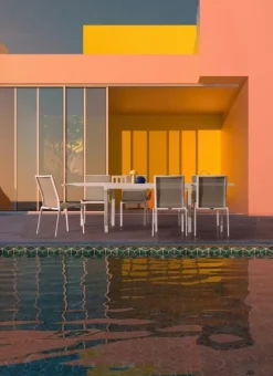 SEDIA IN ALLUMINIO IMPILABILE BIANCO/TORTORA GK50 - CRUISE