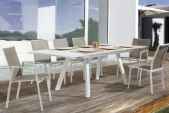 SEDIA IN ALLUMINIO IMPILABILE BIANCO/TORTORA GK50 - CRUISE