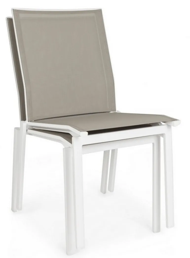 SEDIA IN ALLUMINIO IMPILABILE BIANCO/TORTORA GK50 - CRUISE