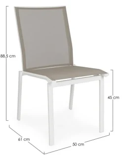 SEDIA IN ALLUMINIO IMPILABILE BIANCO/TORTORA GK50 - CRUISE