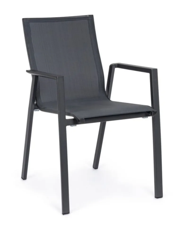 SEDIA IN ALLUMINIO IMPILABILE ANTRACITE JX55 - KRION