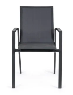 SEDIA IN ALLUMINIO IMPILABILE ANTRACITE JX55 - KRION