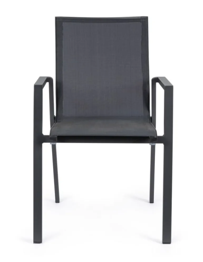 SEDIA IN ALLUMINIO IMPILABILE ANTRACITE JX55 - KRION