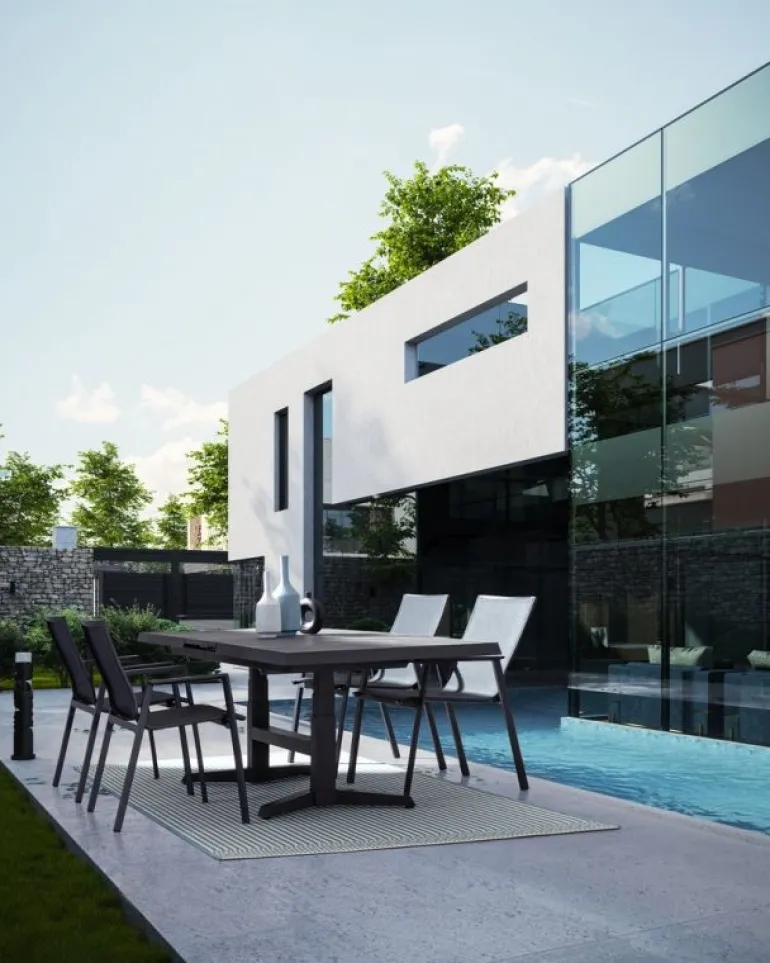 SEDIA IN ALLUMINIO IMPILABILE ANTRACITE JX55 - KRION