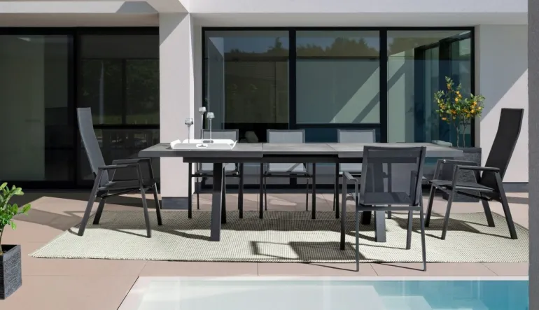 SEDIA IN ALLUMINIO IMPILABILE ANTRACITE JX55 - KRION