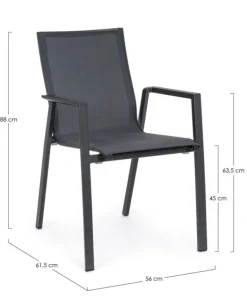 SEDIA IN ALLUMINIO IMPILABILE ANTRACITE JX55 - KRION