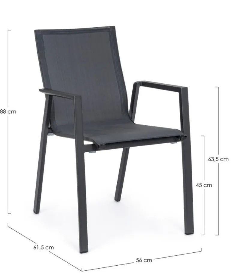 SEDIA IN ALLUMINIO IMPILABILE ANTRACITE JX55 - KRION