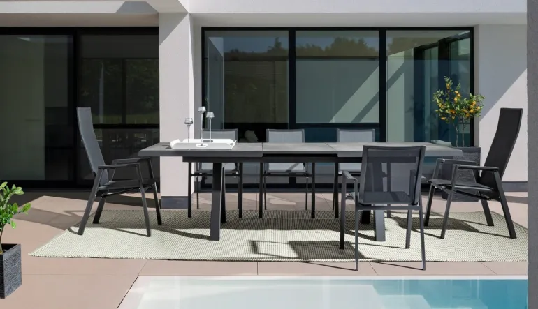 SEDIA IN ALLUMINIO IMPILABILE ANTRACITE JX55 - KRION