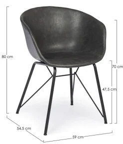 SEDIA IN ECOPELLE ANTRACITE - WARHOL