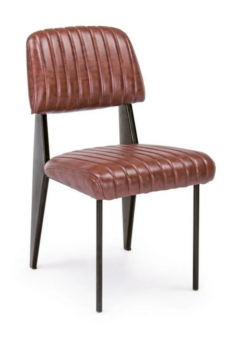 SEDIA IN ECOPELLE ARANCIO SCURO - NELLY