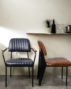 SEDIA IN ECOPELLE ARANCIO SCURO - NELLY