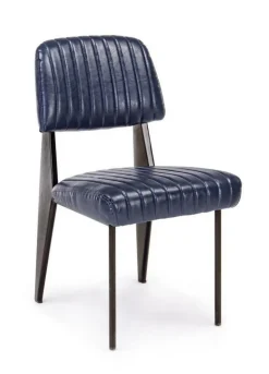 SEDIA IN ECOPELLE BLU - NELLY