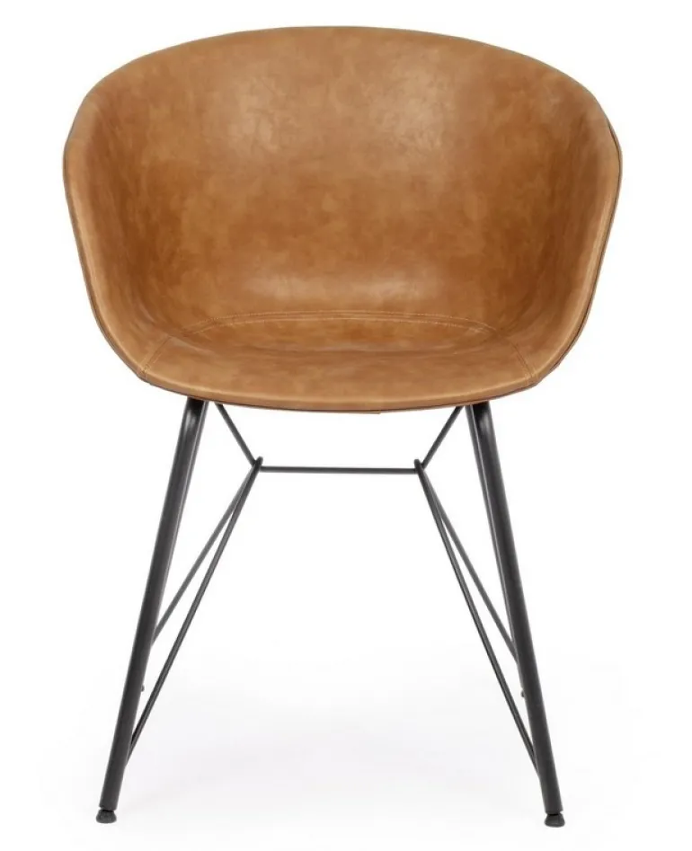 SEDIA IN ECOPELLE COLOR CUOIO - WARHOL