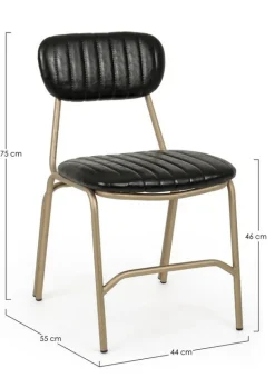 SEDIA IN ECOPELLE NERA - ADDY