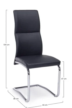 SEDIA IN ECOPELLE NERA - THELMA