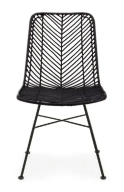 SEDIA IN FIBRE NATURALI NERA - LORENA