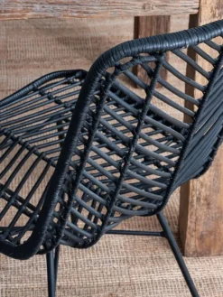 SEDIA IN FIBRE NATURALI NERA - LORENA