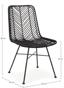 SEDIA IN FIBRE NATURALI NERA - LORENA