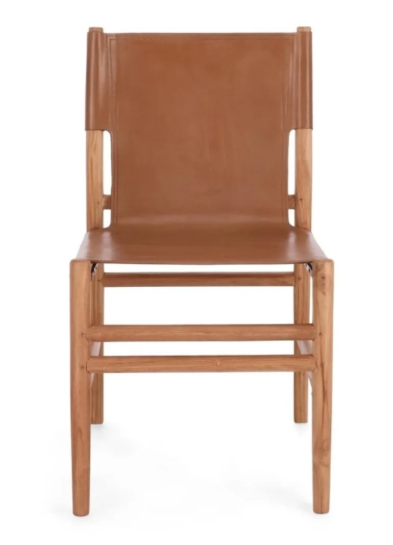 SEDIA IN PELLE COGNAC - CAROLINE