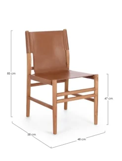 SEDIA IN PELLE COGNAC - CAROLINE