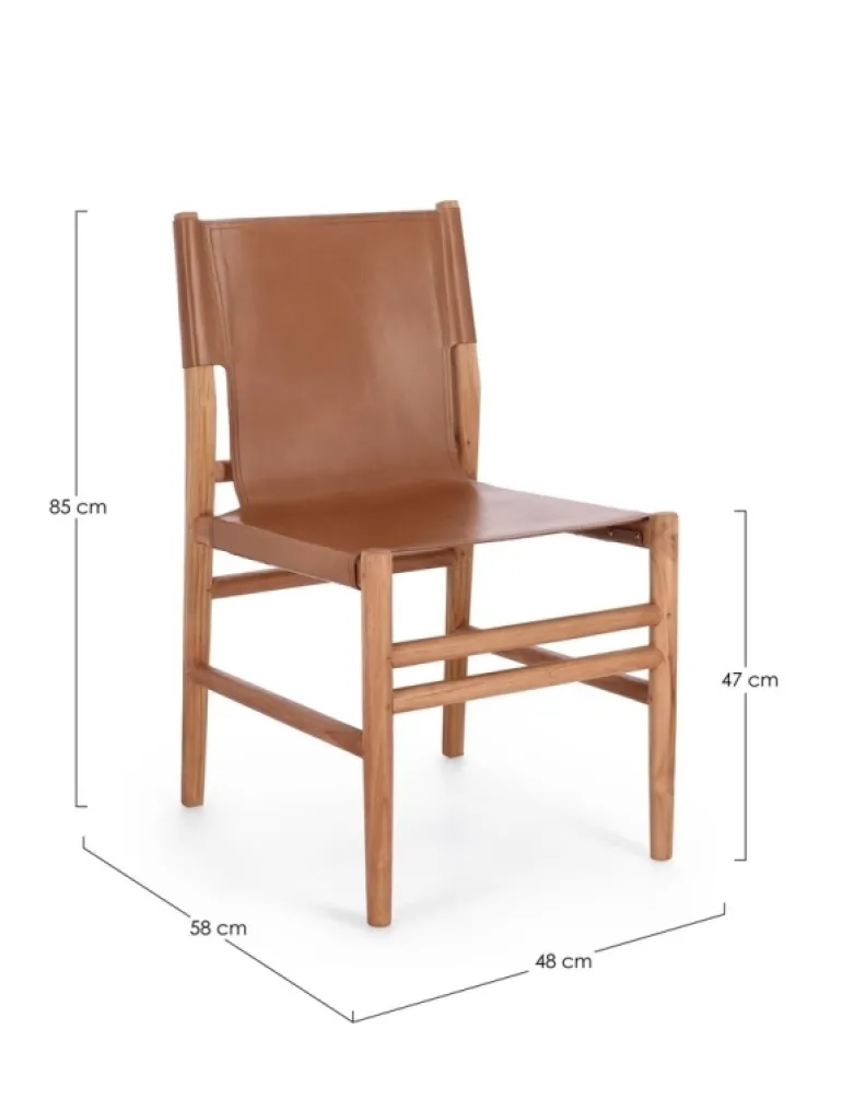 SEDIA IN PELLE COGNAC - CAROLINE