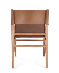 SEDIA IN PELLE CON BRACCIOLI COGNAC - CAROLINE