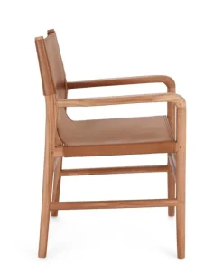 SEDIA IN PELLE CON BRACCIOLI COGNAC - CAROLINE