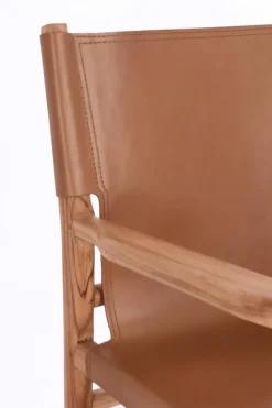 SEDIA IN PELLE CON BRACCIOLI COGNAC - CAROLINE