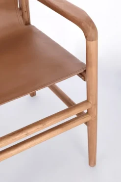 SEDIA IN PELLE CON BRACCIOLI COGNAC - CAROLINE