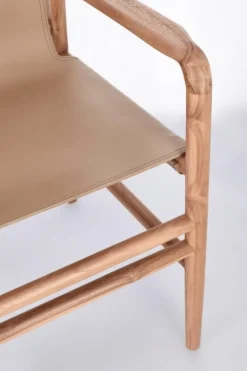 SEDIA IN PELLE CON BRACCIOLI TORTORA - CAROLINE