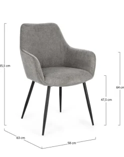 SEDIA IN TESSUTO GRIGIO SCURO - CORA