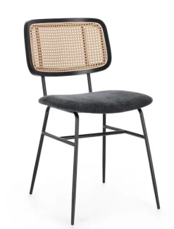 SEDIA IN TESSUTO GRIGIO SCURO - GLENNA