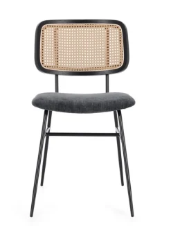 SEDIA IN TESSUTO GRIGIO SCURO - GLENNA