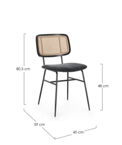 SEDIA IN TESSUTO GRIGIO SCURO - GLENNA