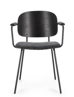 SEDIA IN TESSUTO GRIGIO SCURO - SIENNA