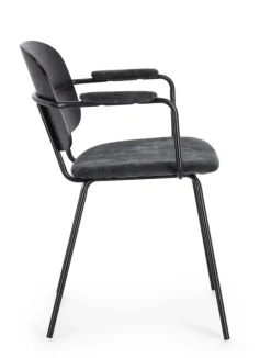 SEDIA IN TESSUTO GRIGIO SCURO - SIENNA