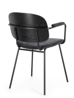 SEDIA IN TESSUTO GRIGIO SCURO - SIENNA