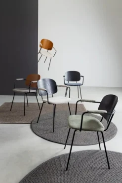 SEDIA IN TESSUTO GRIGIO SCURO - SIENNA