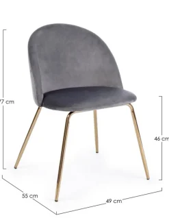 SEDIA IN VELLUTO GRIGIO SCURO - TANYA