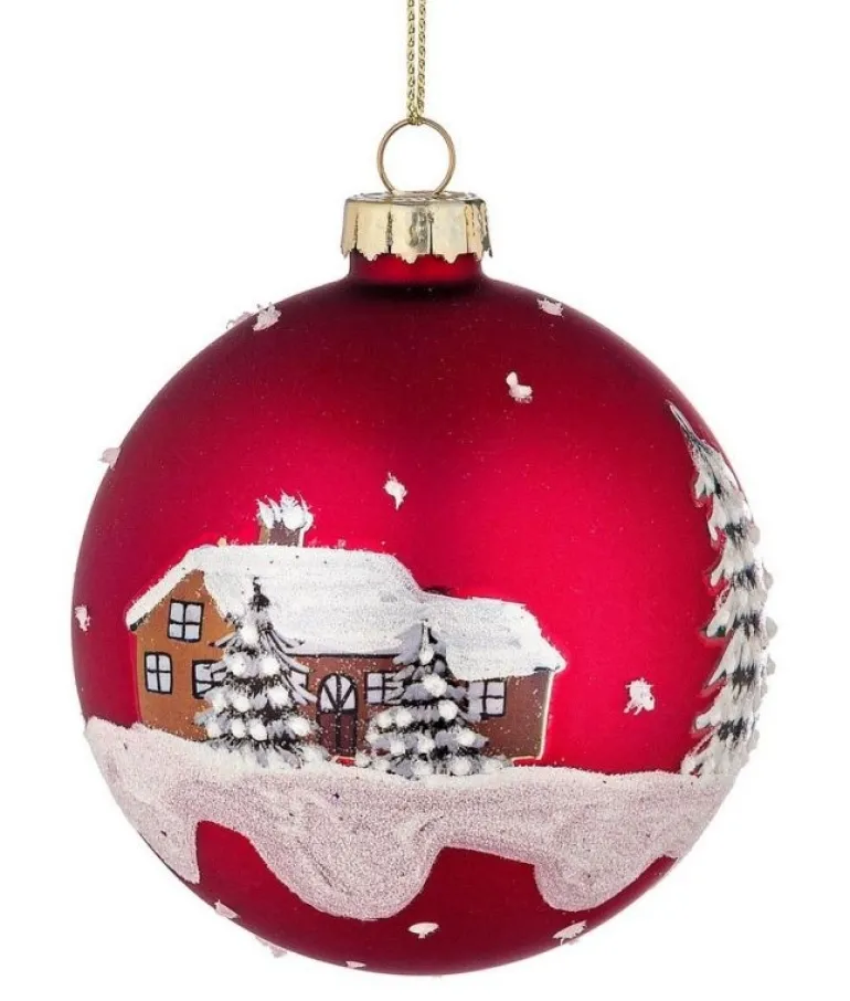 SET 6 SFERE DI VETRO VILLAGE ROSSO D80