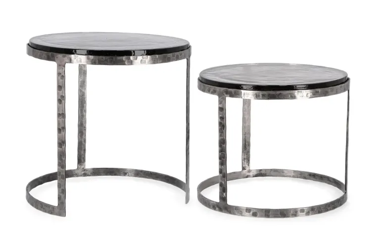 SET 2 TAVOLINI TONDI FINITURA NICKLE - ZAYLA