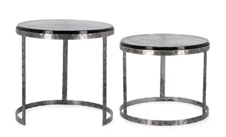 SET 2 TAVOLINI TONDI FINITURA NICKLE - ZAYLA