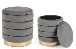 SET2 POUF CONTENITORE IN LEGNO GRIGIO - DARINA