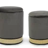 SET2 POUF CONTENITORE IN VELLUTO GRIGIO SCURO - MILENA