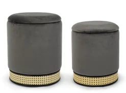SET2 POUF CONTENITORE IN VELLUTO GRIGIO SCURO - MILENA