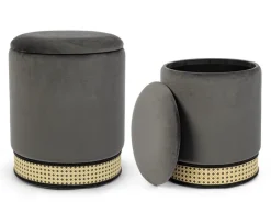 SET2 POUF CONTENITORE IN VELLUTO GRIGIO SCURO - MILENA